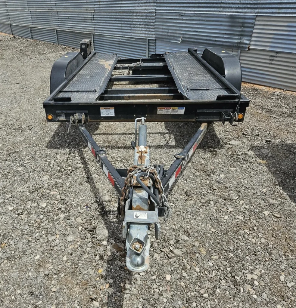 1995 PJ Open Pit Car Equipment Trailer Hauler Tool Box Ramps & Surge Brakes !