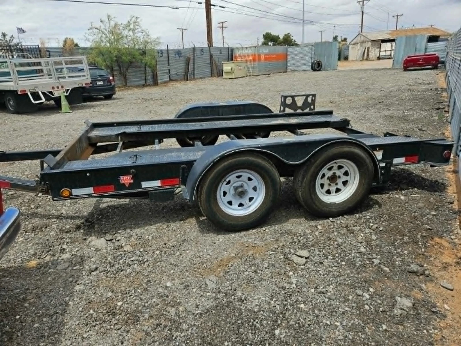 1995 PJ Open Pit Car Equipment Trailer Hauler Tool Box Ramps & Surge Brakes ! - Image 2