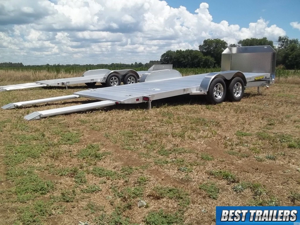 2025 Aluma 8218 tilt SS 7x18 low car hauler trailer tilt w race ramps air dam - Image 5