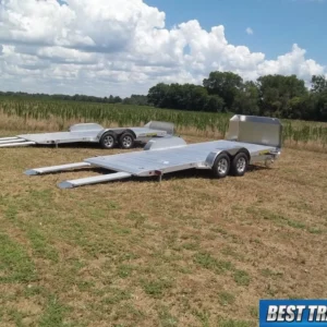 2025 Aluma 8218 tilt SS 7x18 low car hauler trailer tilt w race ramps air dam