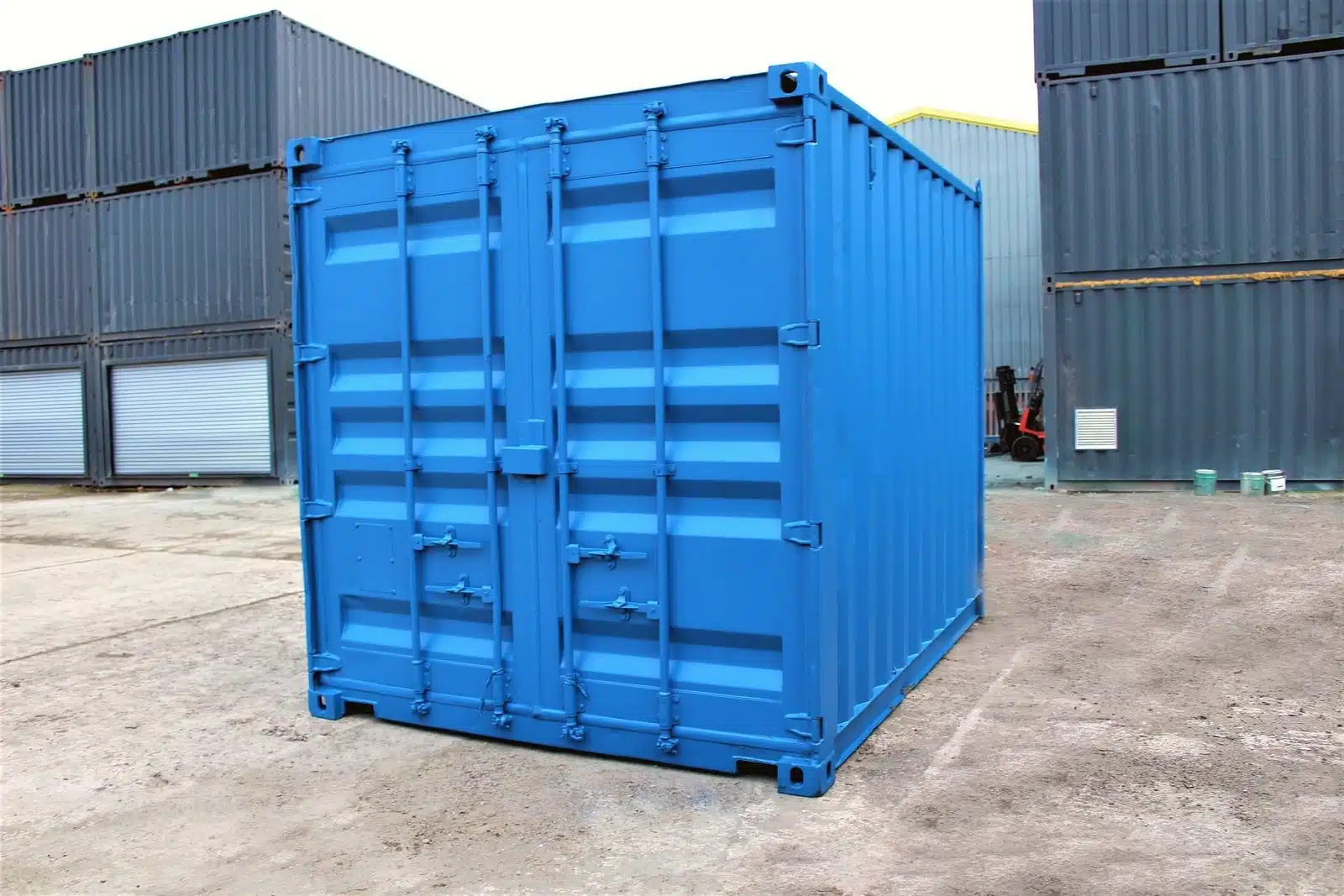 10ft Black Used Cut Down Steel Shipping Container | Secure Compact Storage Container with Double Doors & Lockbox - Image 2