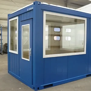 10ft Steel Observation Cabin | Full Glass Security Booth with Door & 4 Windows | Portable Site Office
