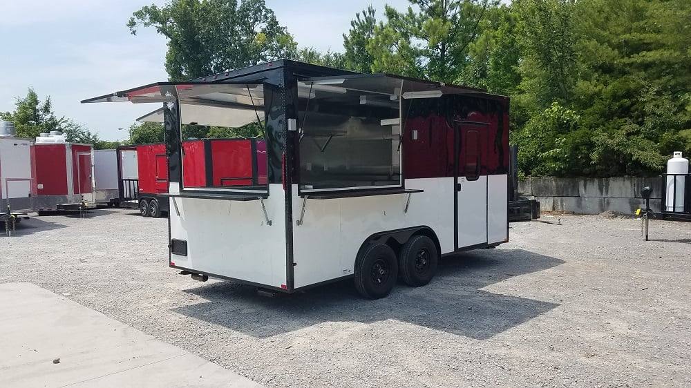 8.5' x 16' Black & White Food Concession Event Trailer - Image 11