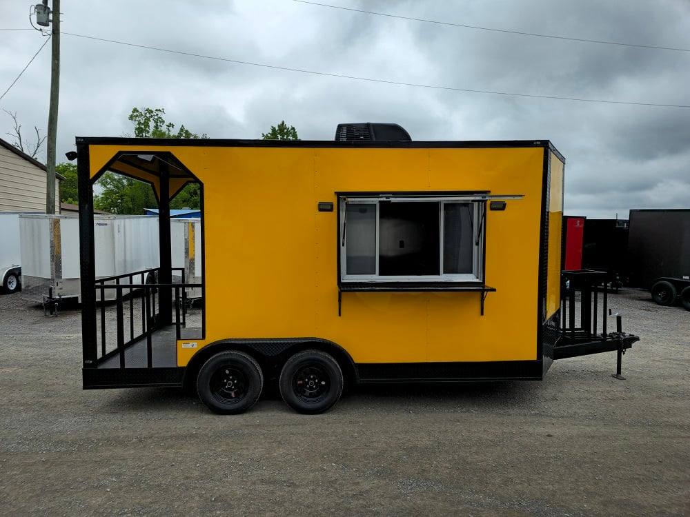 8.5x16 Elite Porch Concession Food Trailer Merchandising with Blackout Pkg - Image 2