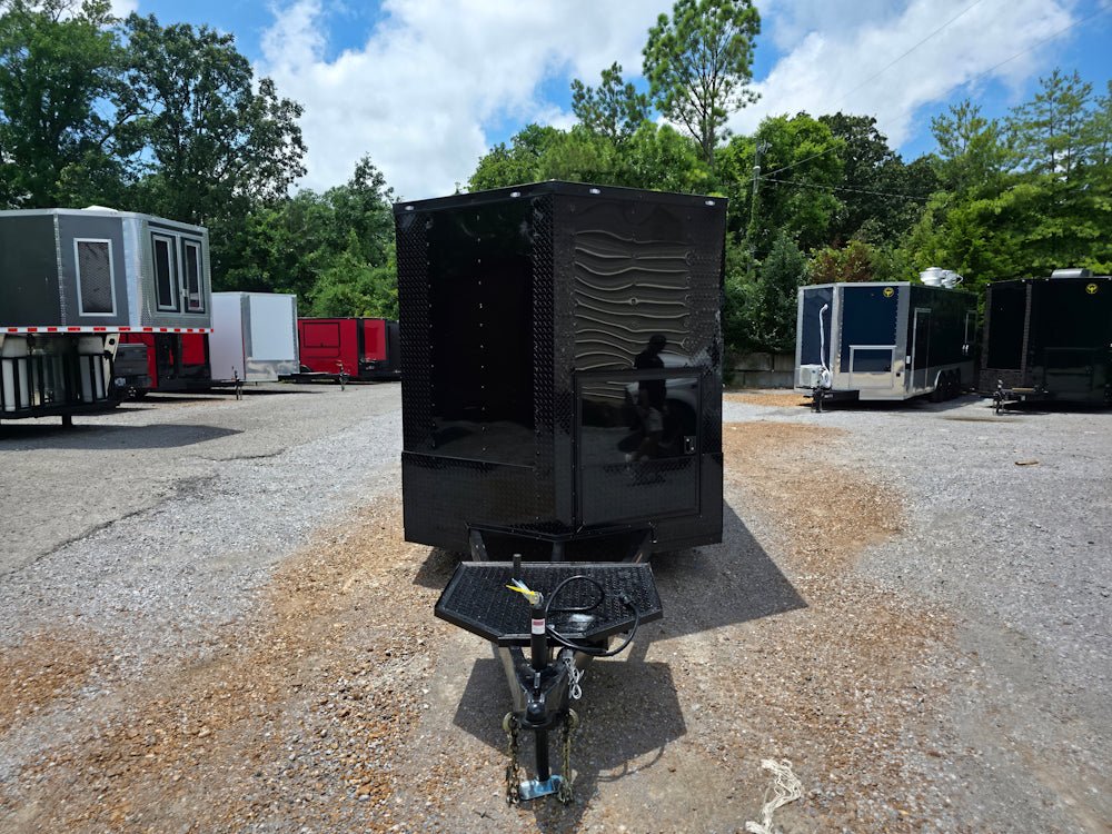 7' X 12' Black W/ Blackout Custom Concession Trailer With 4' Porch - Image 2