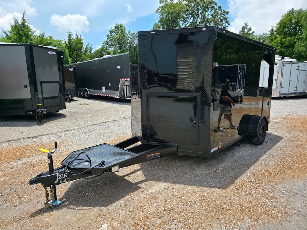 7' X 12' Black W/ Blackout Custom Concession Trailer With 4' Porch - Image 3