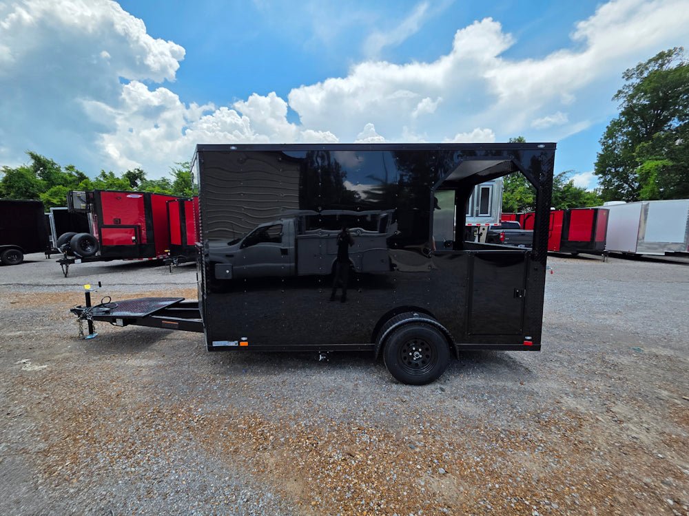 7' X 12' Black W/ Blackout Custom Concession Trailer With 4' Porch - Image 8