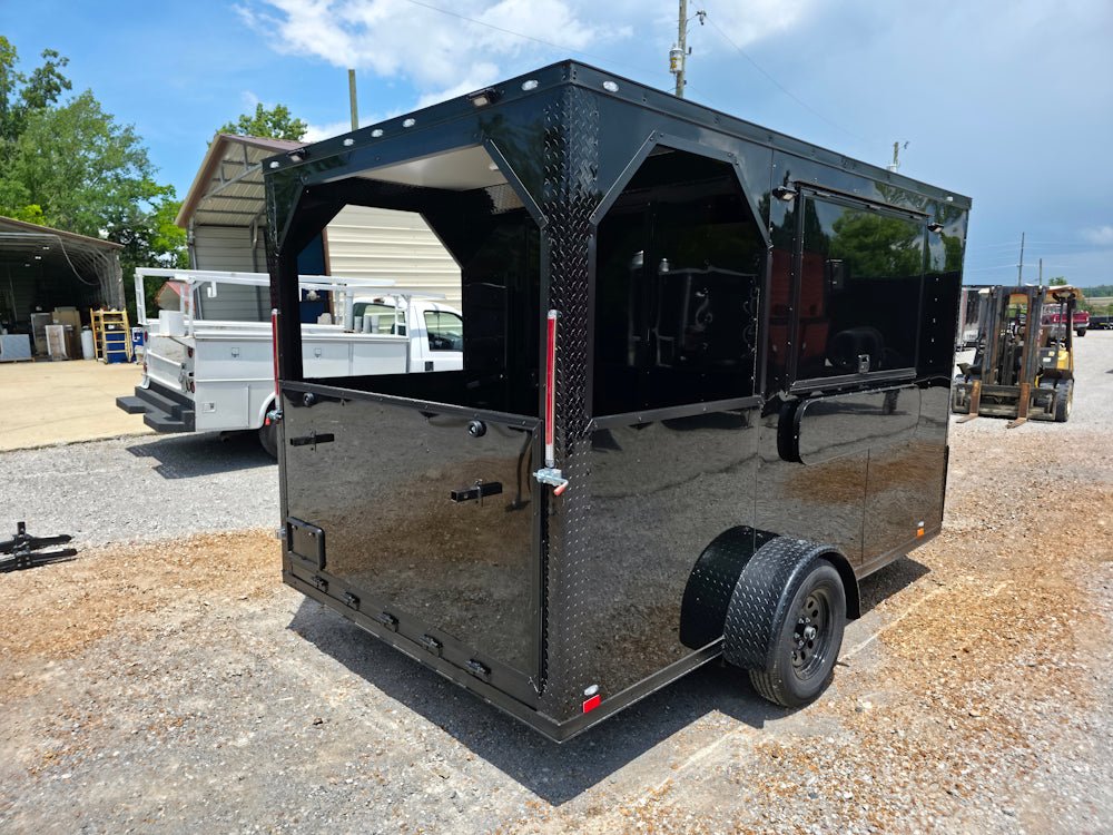 7' X 12' Black W/ Blackout Custom Concession Trailer With 4' Porch - Image 10