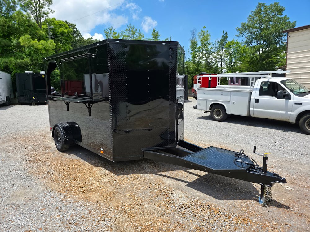 7' X 12' Black W/ Blackout Custom Concession Trailer With 4' Porch - Image 11