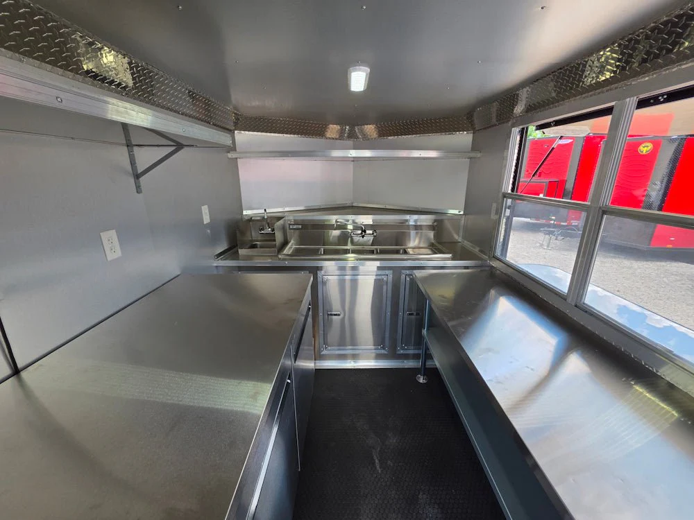 7' X 12' Black W/ Blackout Custom Concession Trailer With 4' Porch - Image 12