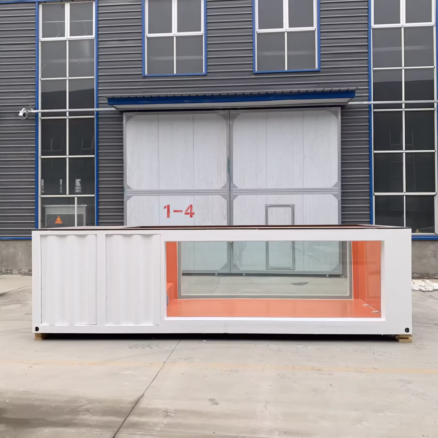 20ft Container Swimming Pool with Fiberglass Window | White Outdoor Pool with Orange Interior - Image 4