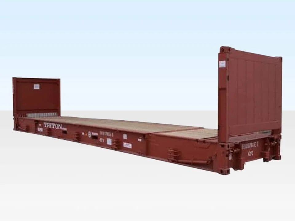 40ft x 8ft Used Flat Rack Shipping Container | Heavy Duty Open Platform Container for Oversized Cargo & Equipment - Image 5