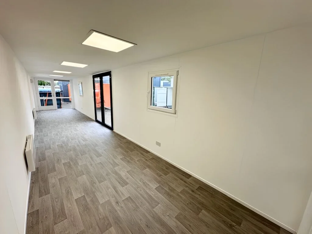 Converted 40ft Shipping Container Open Plan Office | Portable High Cube Office Building with Insulation & French Doors - Image 12