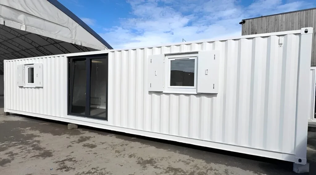 Converted 40ft Shipping Container Open Plan Office | Portable High Cube Office Building with Insulation & French Doors - Image 13