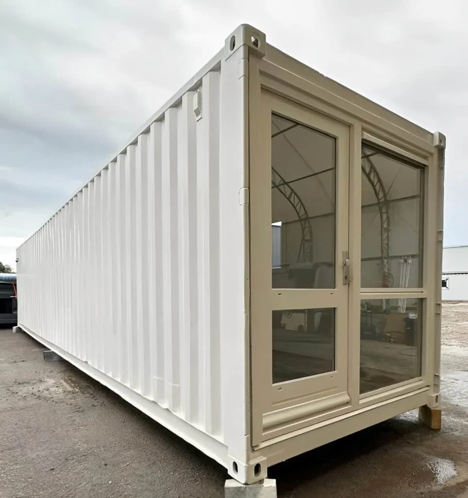 Converted 40ft Shipping Container Open Plan Office | Portable High Cube Office Building with Insulation & French Doors - Image 3