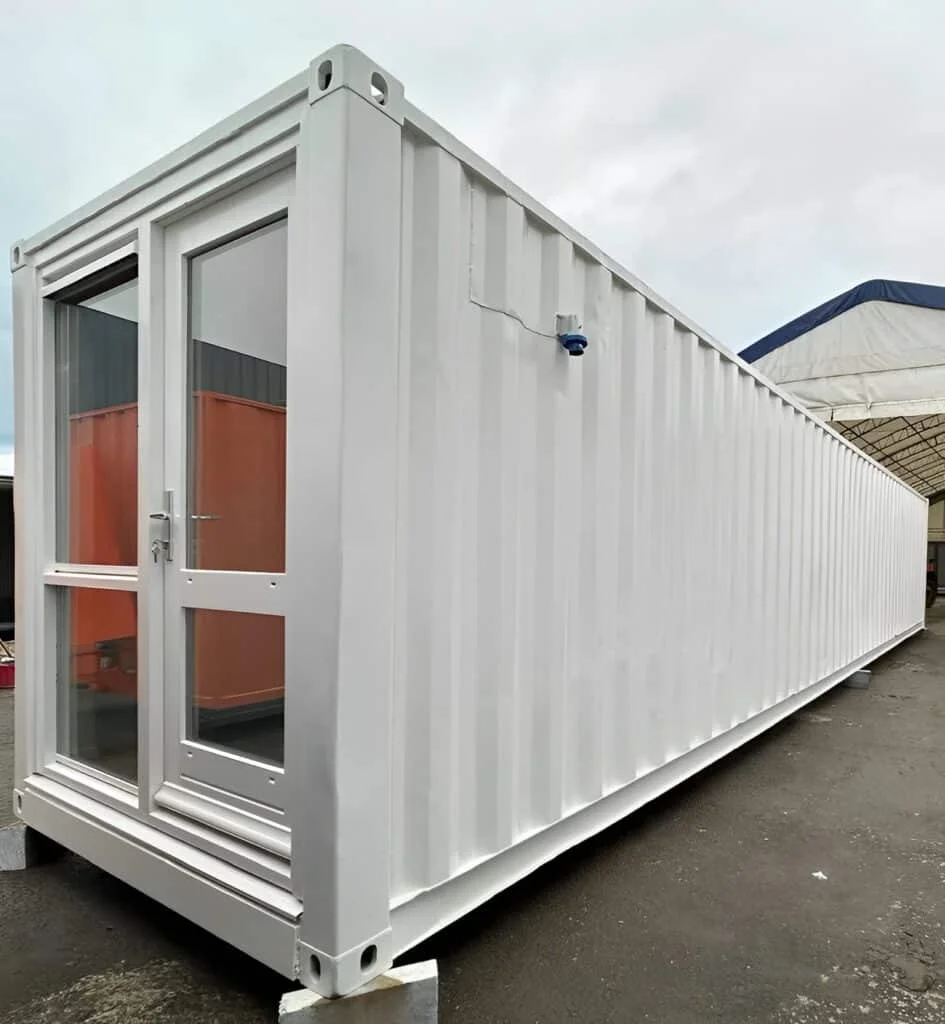 Converted 40ft Shipping Container Open Plan Office | Portable High Cube Office Building with Insulation & French Doors - Image 5