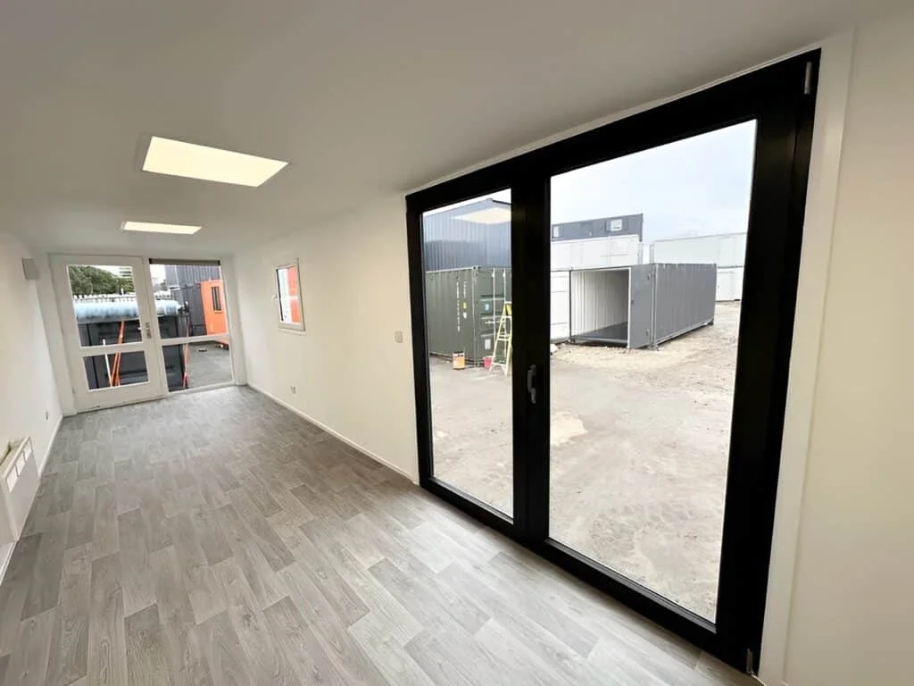 Converted 40ft Shipping Container Open Plan Office | Portable High Cube Office Building with Insulation & French Doors - Image 7