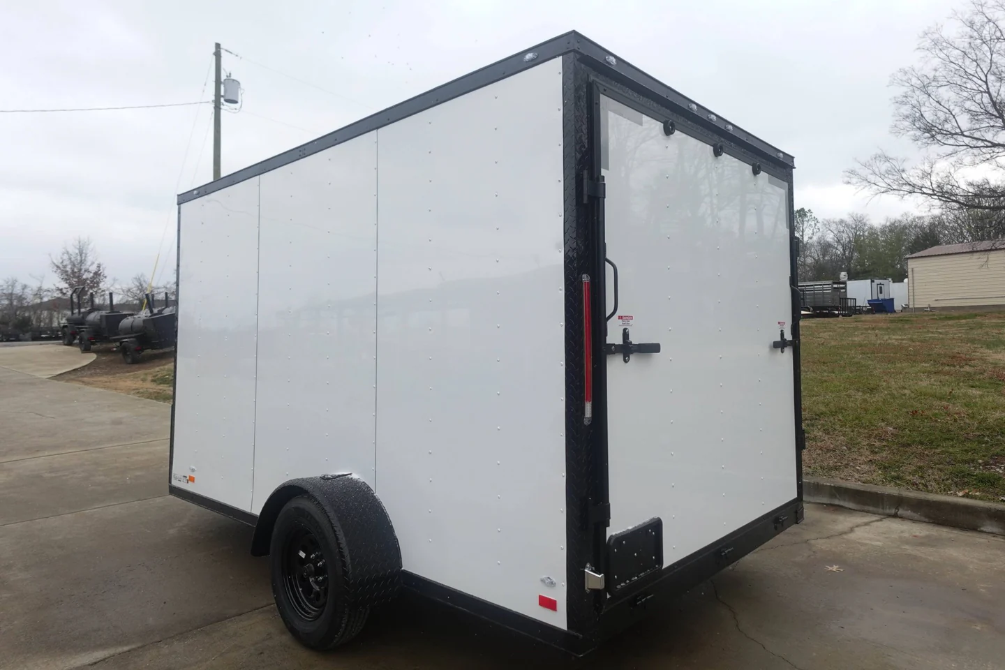 7x12 Enclosed Trailer White V-Nose Blackout Package 3,500lb Axle Storage - Image 6