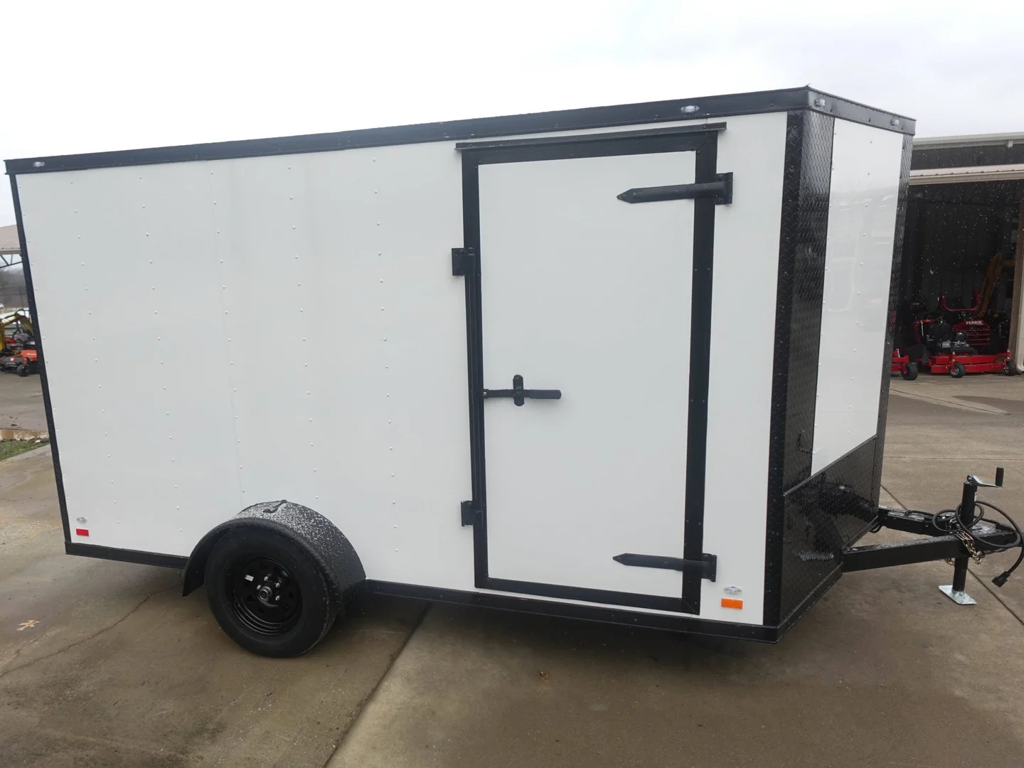 7x12 Enclosed Trailer White V-Nose Blackout Package 3,500lb Axle Storage - Image 3