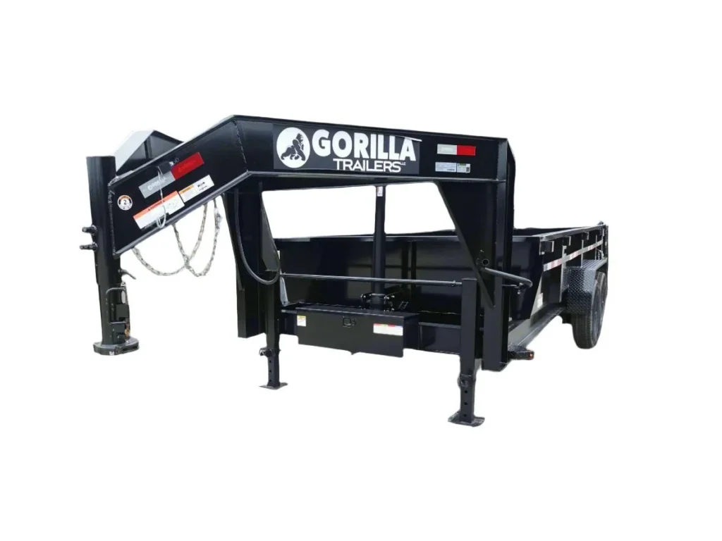 7×16 Gorilla Telescopic Gooseneck IBeam Dump Trailer 2ft Sides (2) 7K Axles