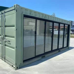 Modified 20ft Container Office with Glass Door & AC | Insulated Portable Workspace, Garden Office & Mobile Studio