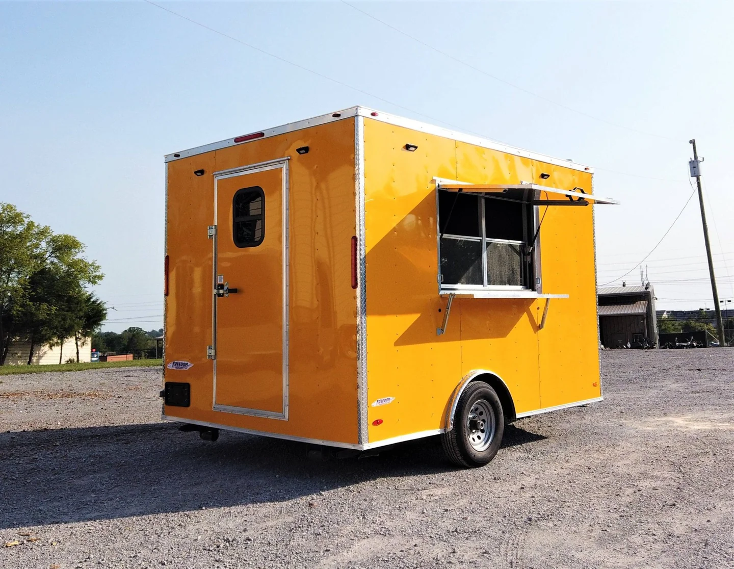8.5' x 12' Yellow Concession Food V-Nose Trailer - Image 6