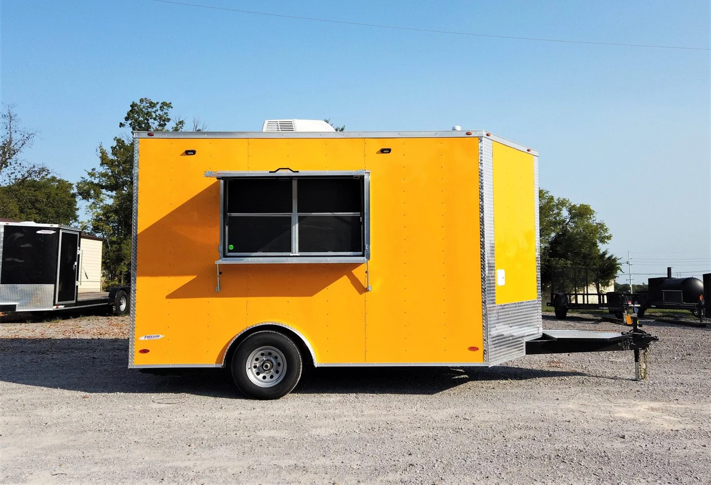 8.5' x 12' Yellow Concession Food V-Nose Trailer - Image 7