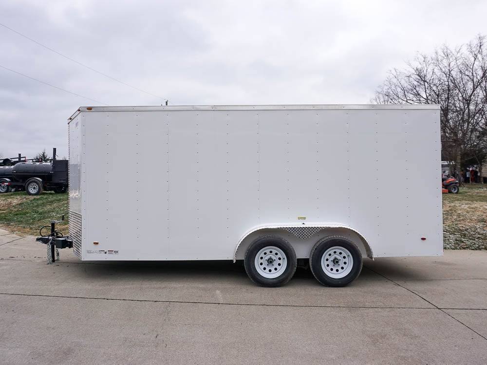 7x16 White V-Nose Enclosed Trailer Lawn Mower Cargo Trailer Storage - Image 8