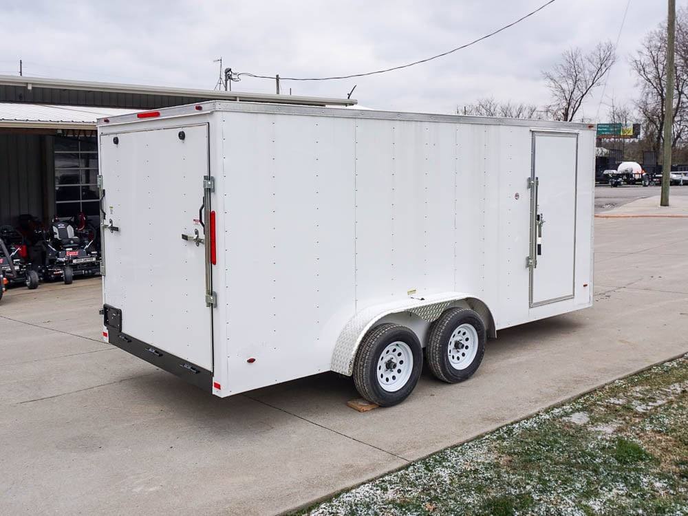 7x16 White V-Nose Enclosed Trailer Lawn Mower Cargo Trailer Storage - Image 10