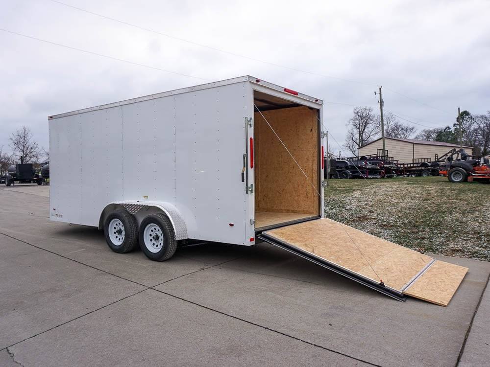 7x16 White V-Nose Enclosed Trailer Lawn Mower Cargo Trailer Storage - Image 11