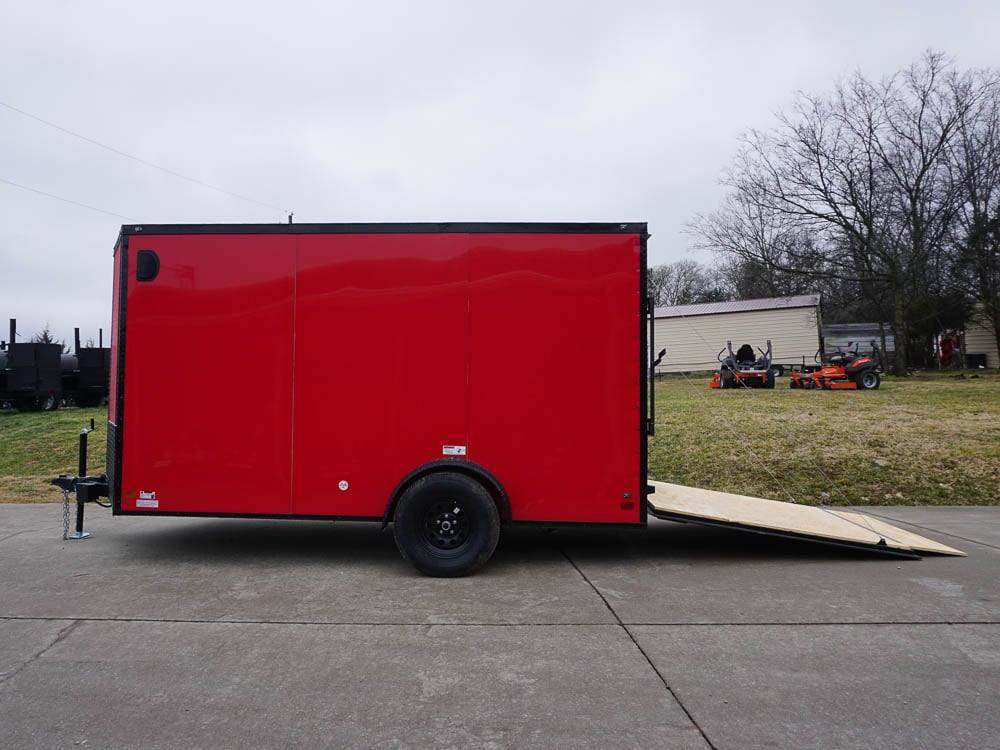 7x12 Enclosed Trailer Red V-Nose Blackout Package 3,500lb Axle Storage - Image 8