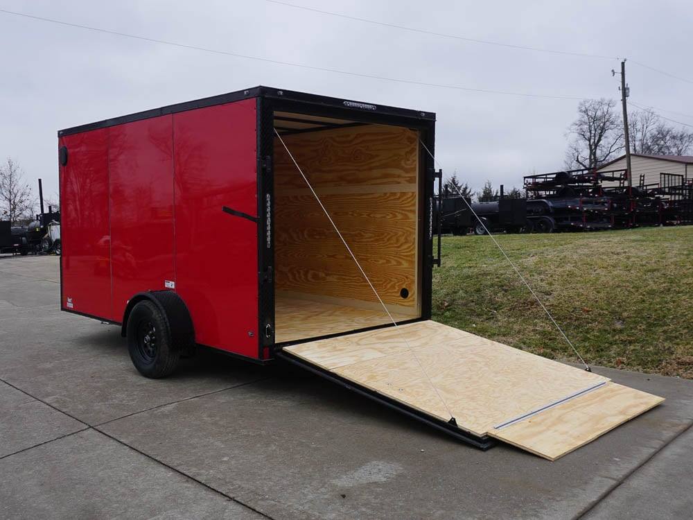 7x12 Enclosed Trailer Red V-Nose Blackout Package 3,500lb Axle Storage - Image 9