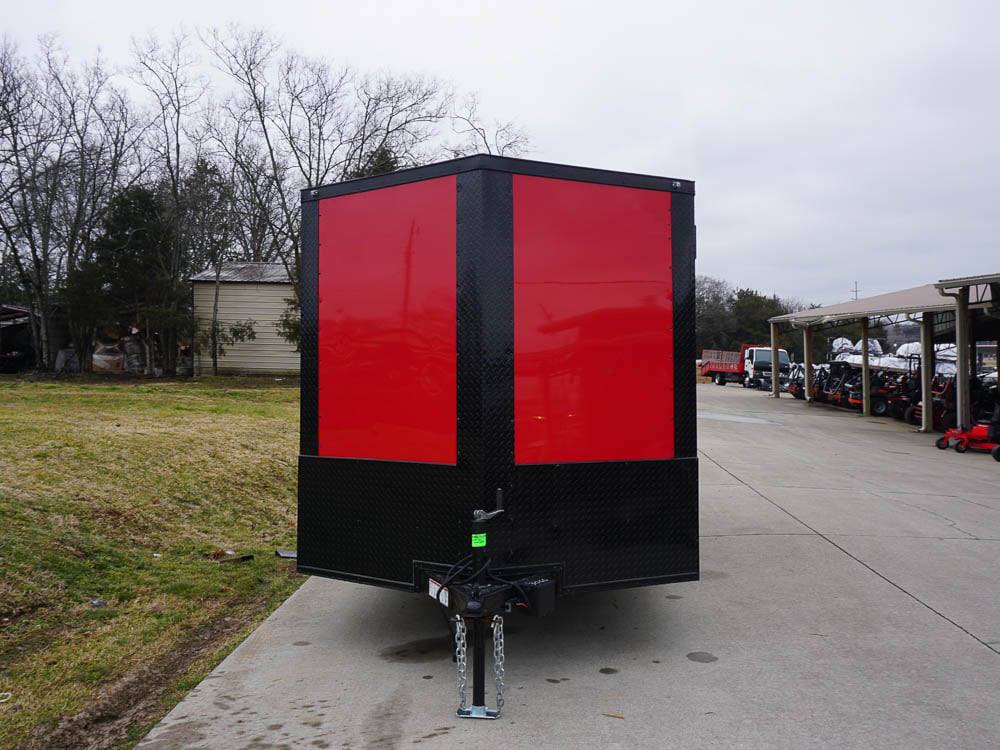 7x12 Enclosed Trailer Red V-Nose Blackout Package 3,500lb Axle Storage - Image 2