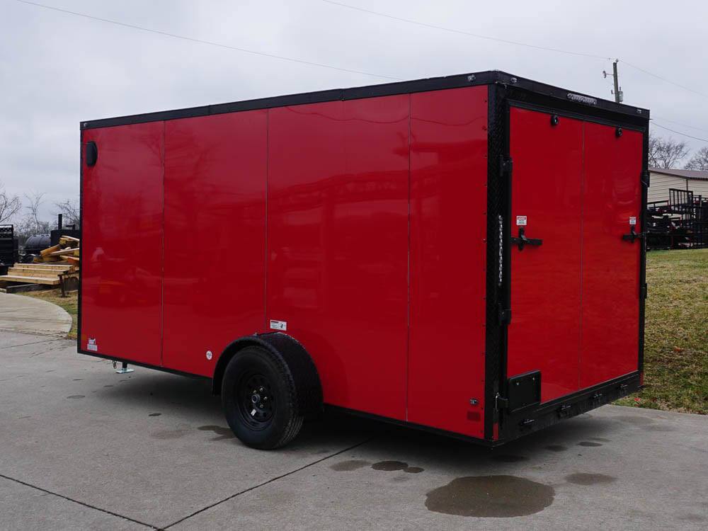 7x12 Enclosed Trailer Red V-Nose Blackout Package 3,500lb Axle Storage - Image 5