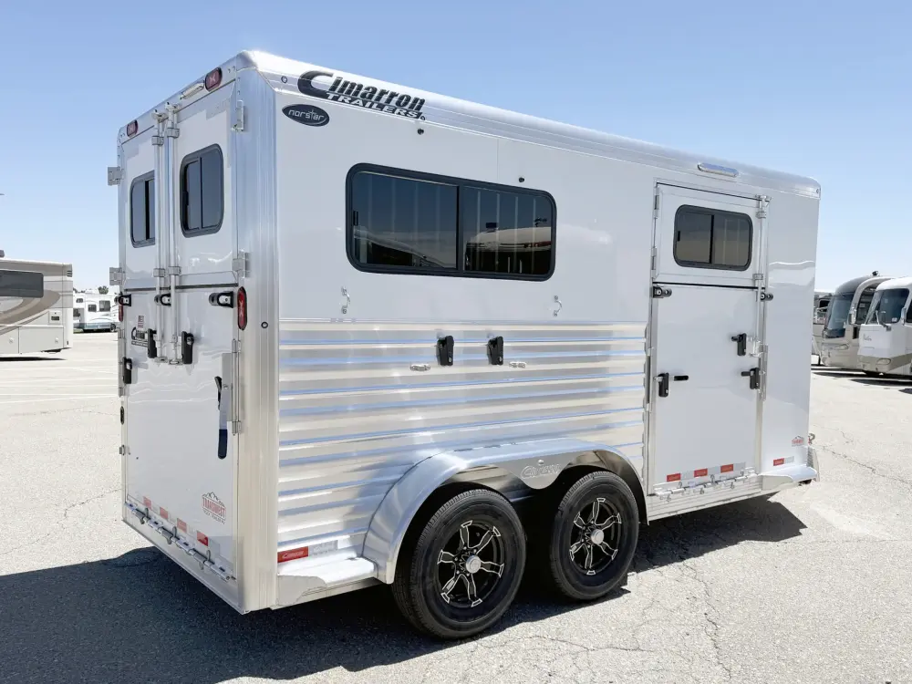 2027 Cimarron Norstar 2HBP Straight Load 2 Horse Bumper Pull Trailer – White - Image 19