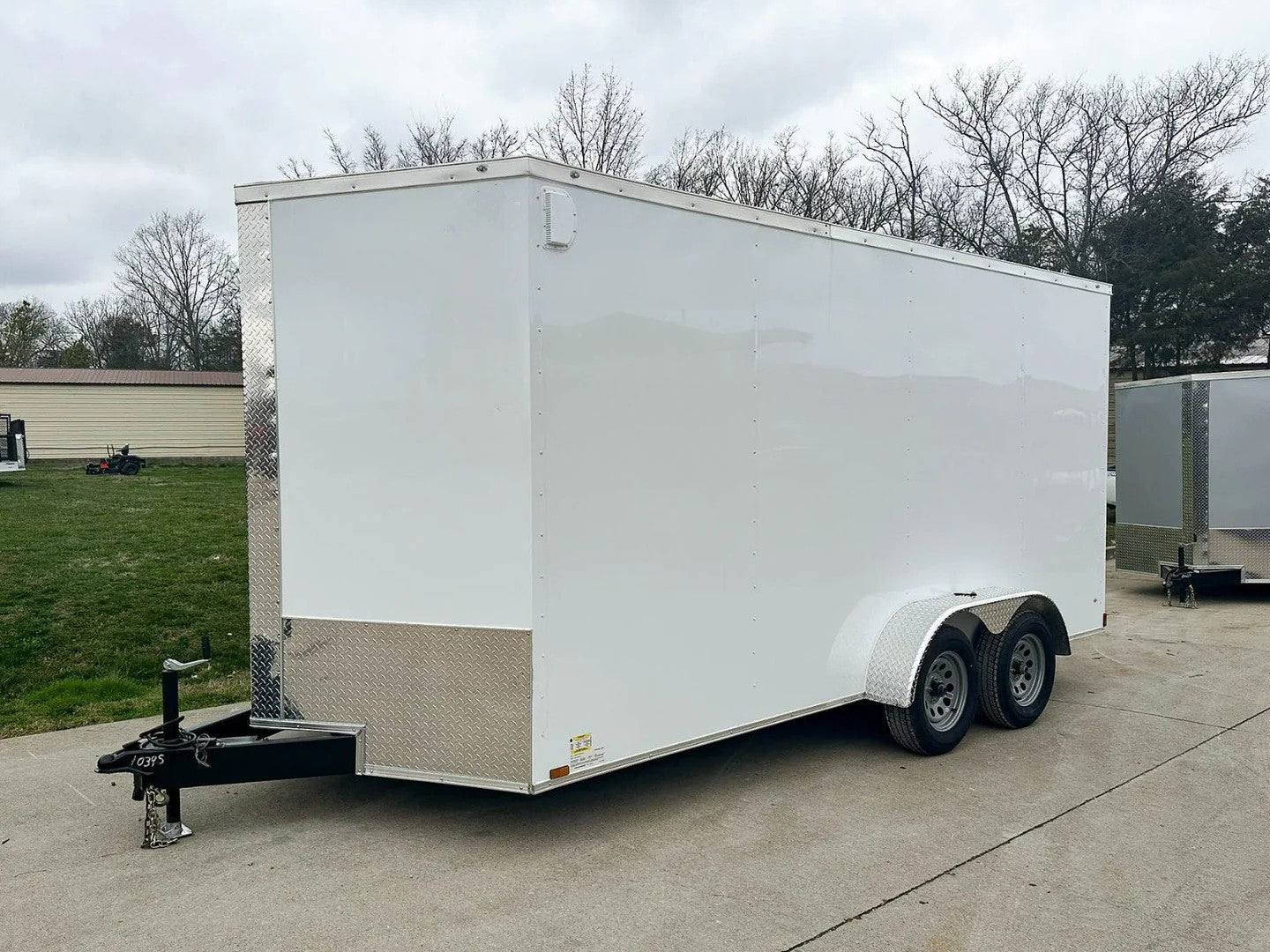 7x16 White V-Nose Enclosed Trailer Lawn Mower Cargo Trailer Storage - Image 7