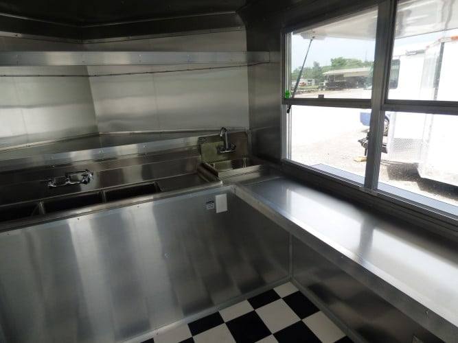8.5' x 14' Black Concession BBQ Food Event Catering Trailer - Image 14